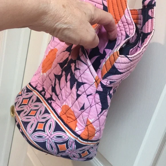 Vera Bradley Pink and Orange & Navy Shoulder Bag with Floral Design - Picture 5 of 10